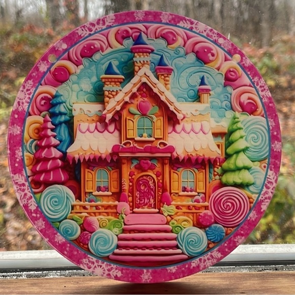 Suncatcher 6” Pink Victorian Gingerbread House Christmas Acrylic Ornament gift - Picture 3 of 3